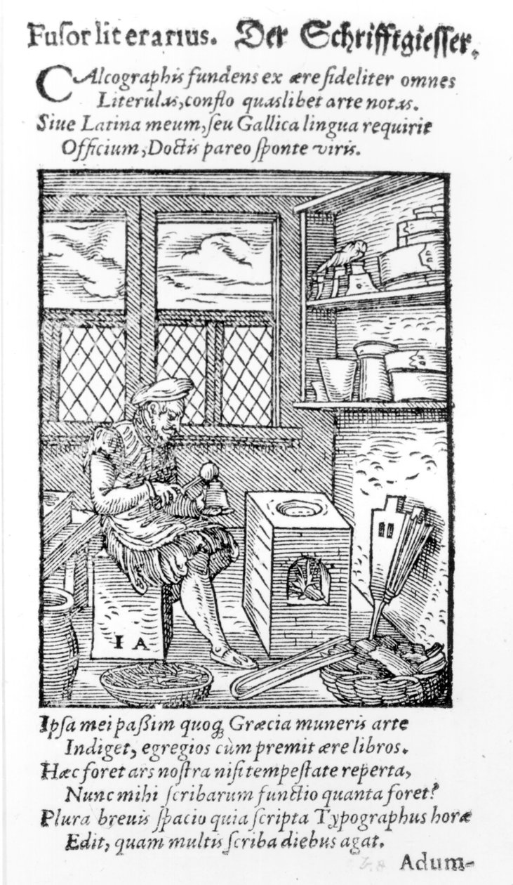 The Letter Plate Maker, wyd. Hartman Schopper (drzewryt) (b zdjęcie) autorstwa German School
