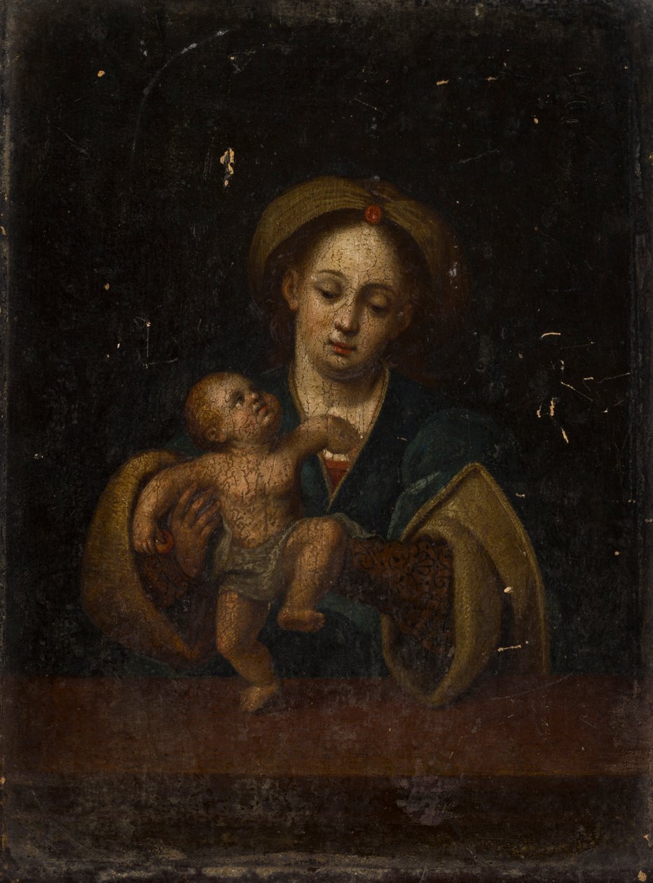 Madonna z Dzieciątkiem (olej na desce dębowej) autorstwa German School
