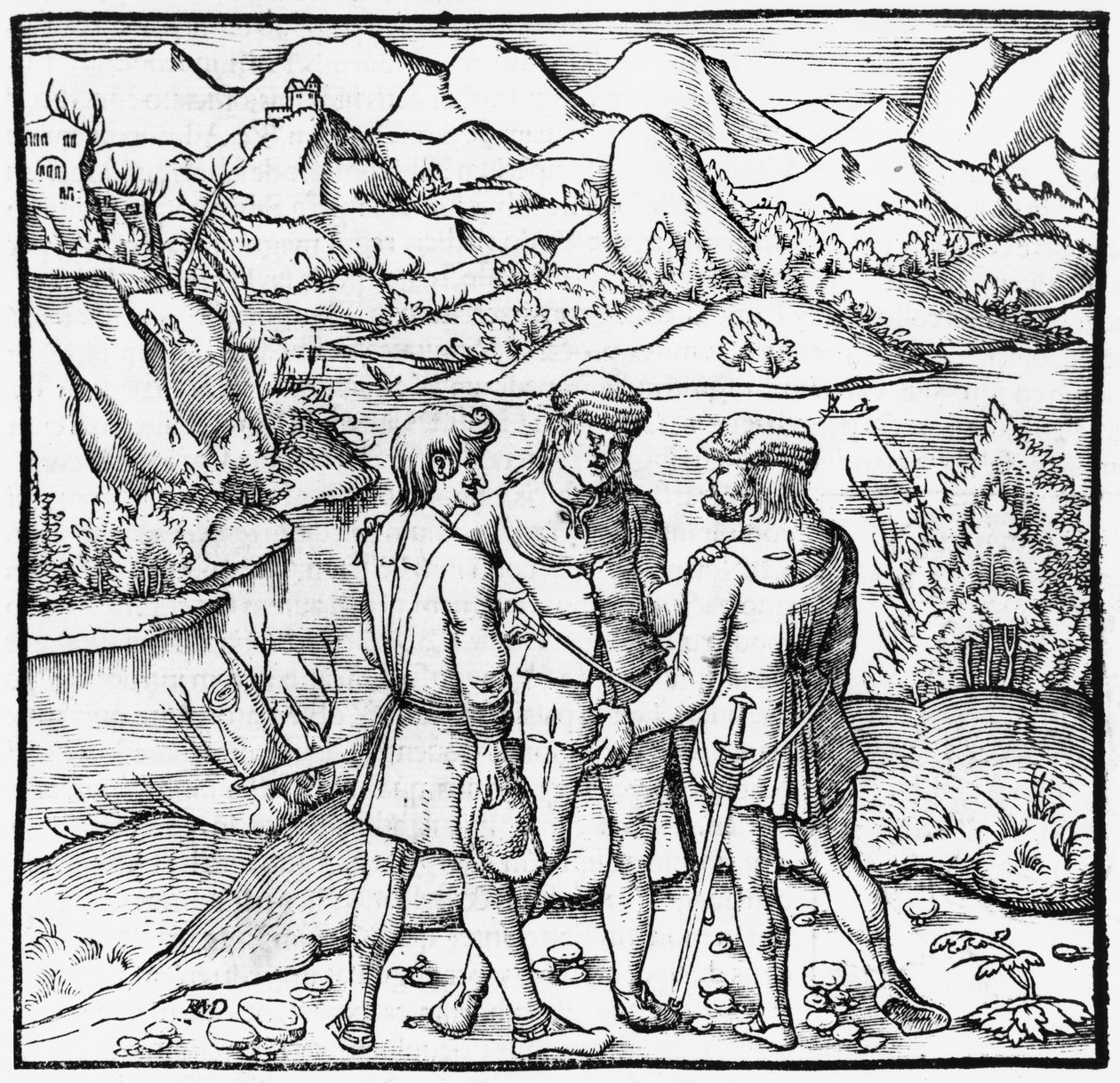 Przysięga Rutli, ilustracja z Cosmographie Universelle autorstwa Sebastiena Munstera (1488-1552) Bazylea, opublikowana 1559 autorstwa German School