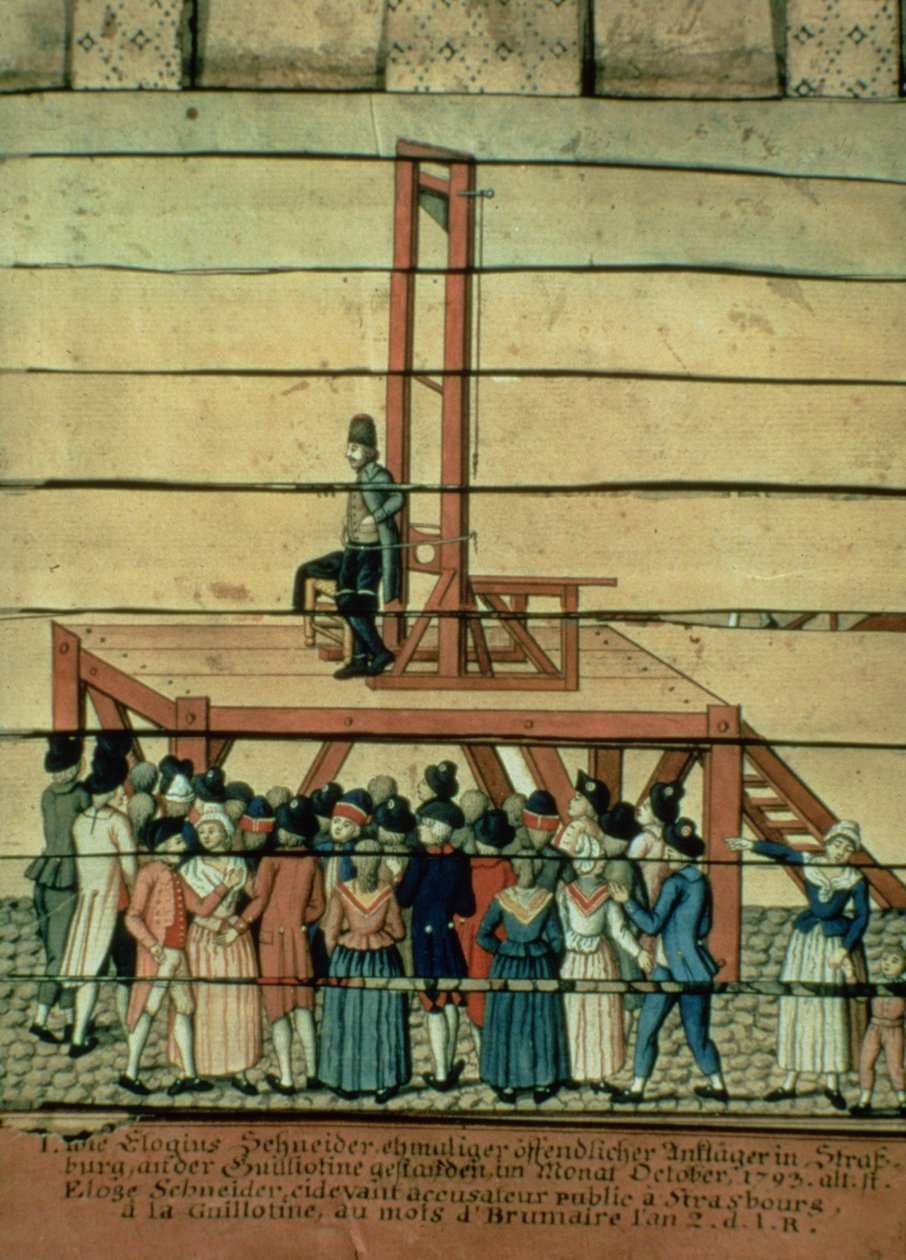 Terror - Jean Georges Schneider (1756-94) i gilotyna (akwarela na papierze) autorstwa German School