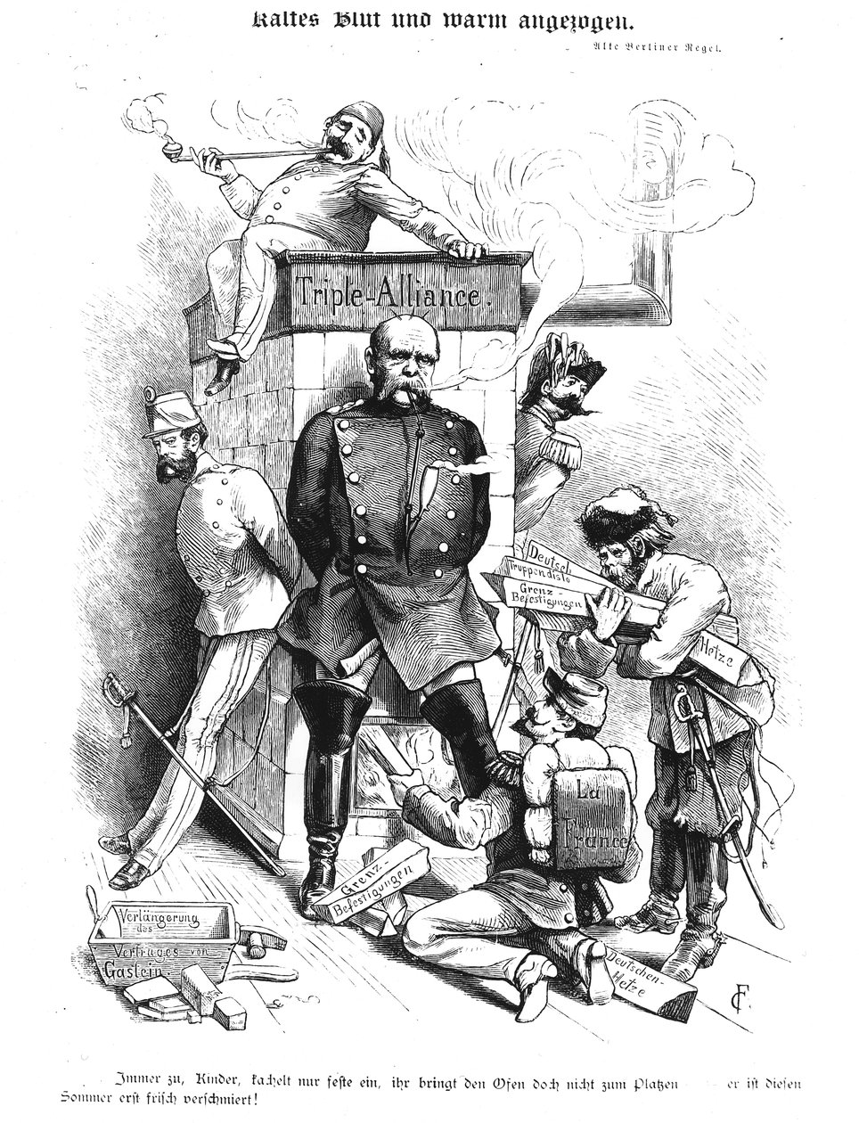 Potrójny sojusz, z „Bismarck: Księga błędów”, 1883 (rycina) (fot. bw) autorstwa German School