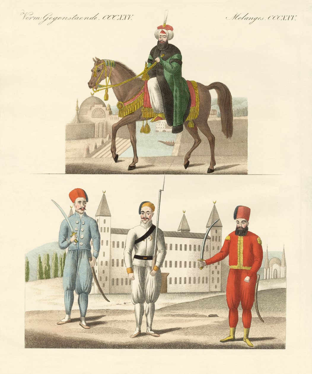 Sułtan turecki Mahmud i jego nowe oddziały (kolorowa grawerunek) autorstwa German School