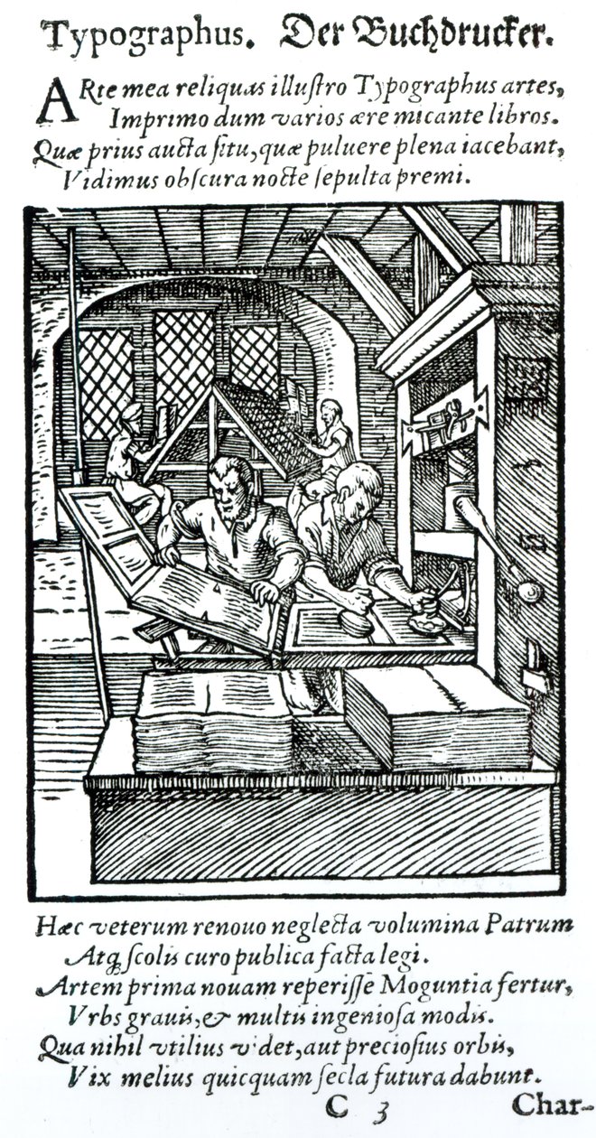 The Typographer, wydana przez Hartmana Schoppera autorstwa German School
