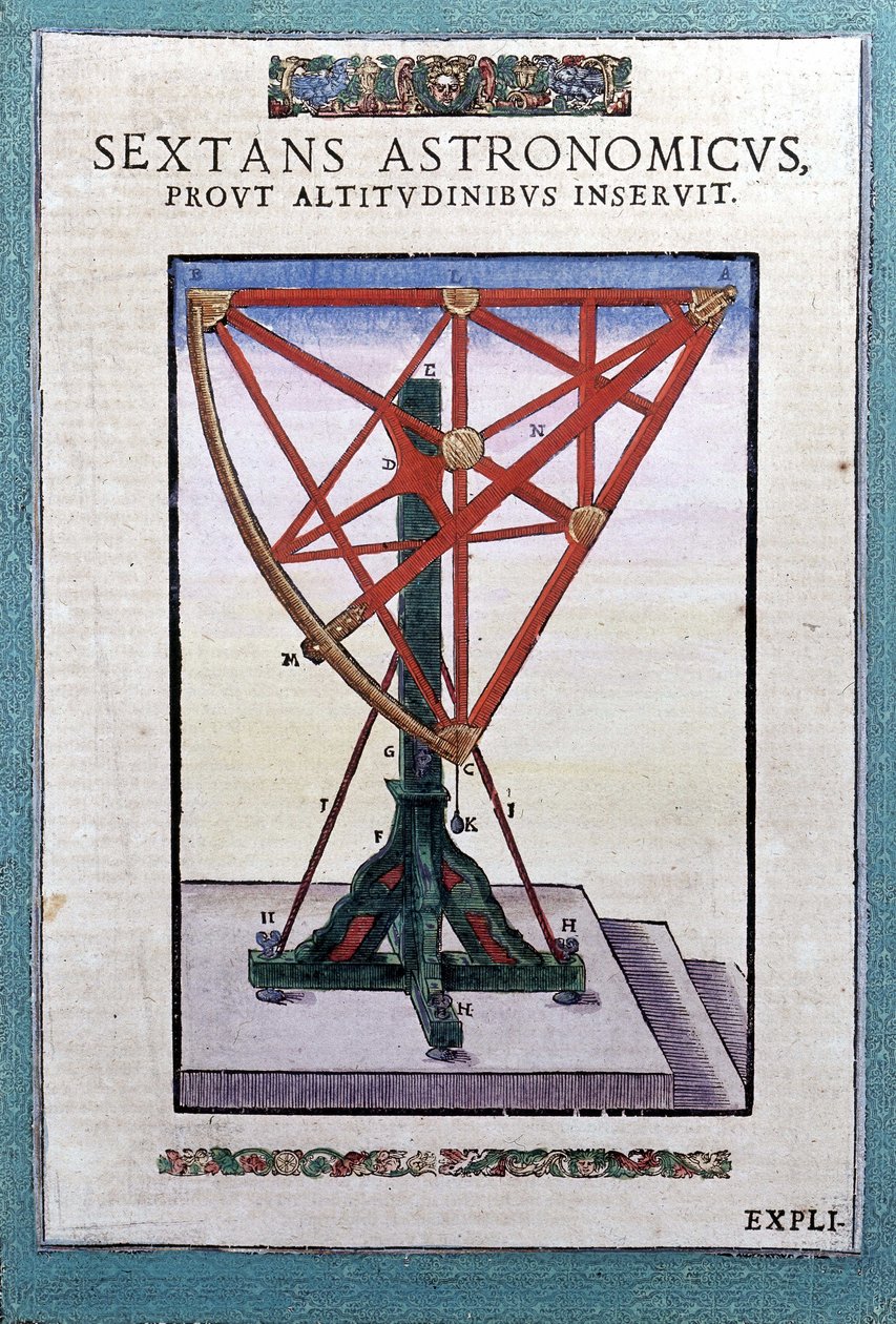 Sekstant astronomiczny w "Astronomii ustanowionej" Tychona Brahe (1546 - 1601), Wandsbeck autorstwa German School