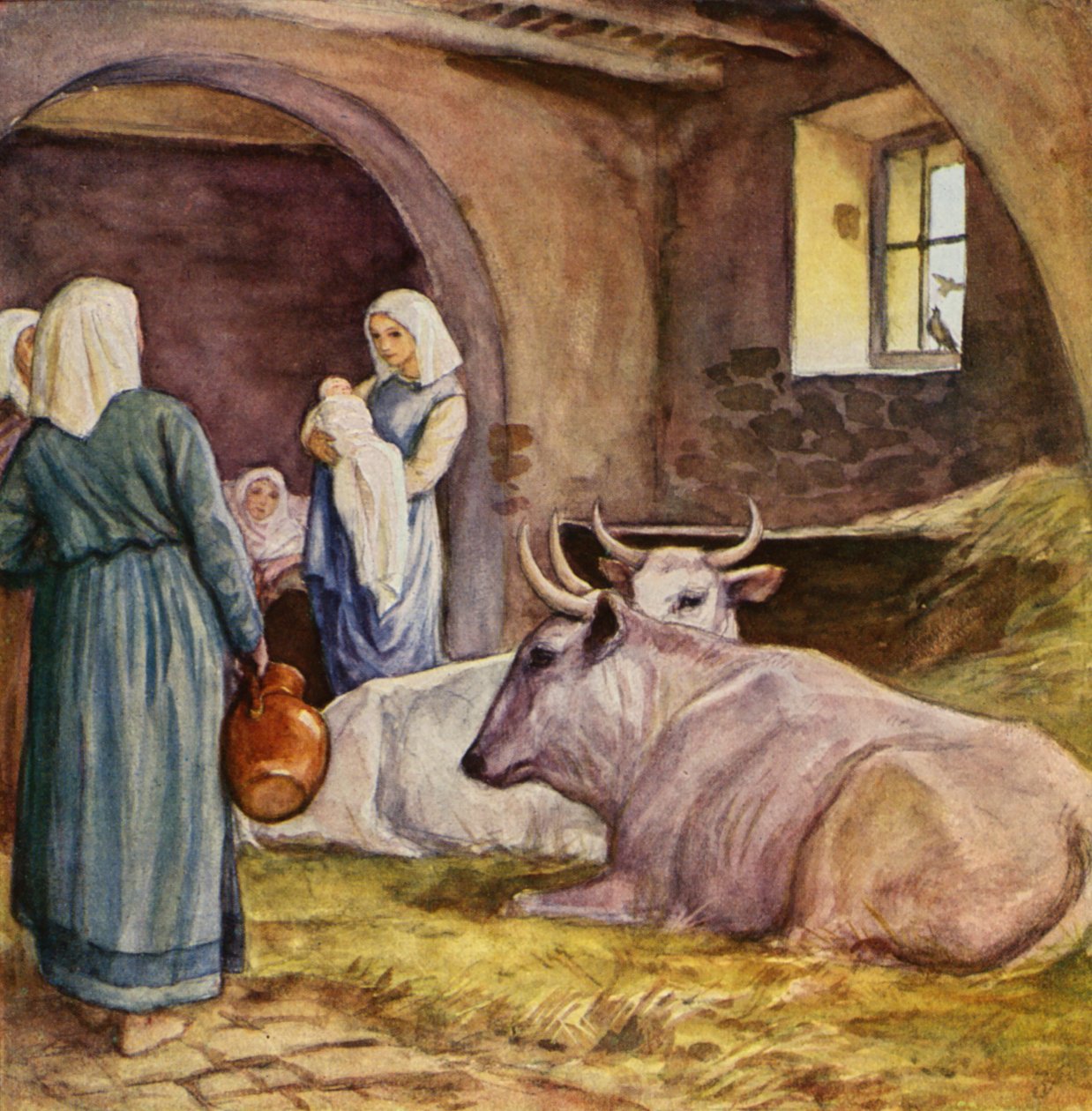 Narodziny świętego Franciszka (kolorowa litografia) autorstwa German School