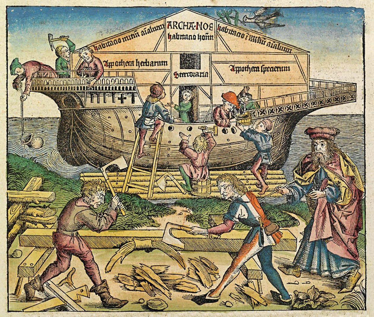 Budynek Arki Noego, opublikowany w Kronice Norymberskiej, 1493 autorstwa German School