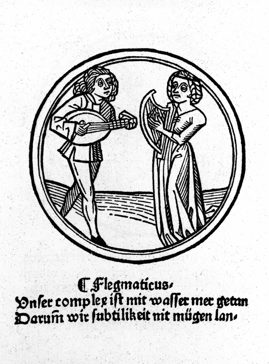 Cztery temperamenty: flegmatyczny (powolny i apatyczny). Ksylografia, Augsburg 1480 autorstwa German School
