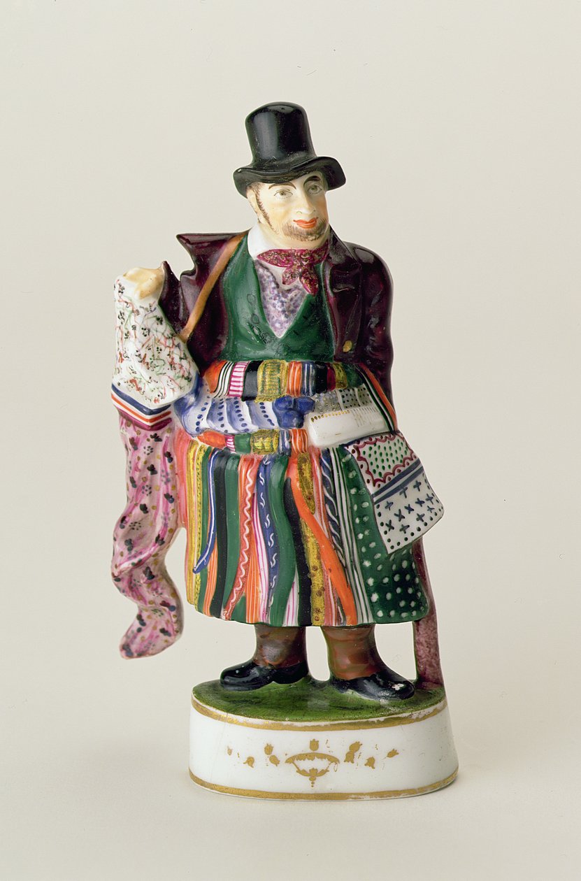 Sprzedawca chusteczek, figura miśnieńska w stylu Johanna Joachima Kandlera (1706-75) (ceramika) autorstwa German School