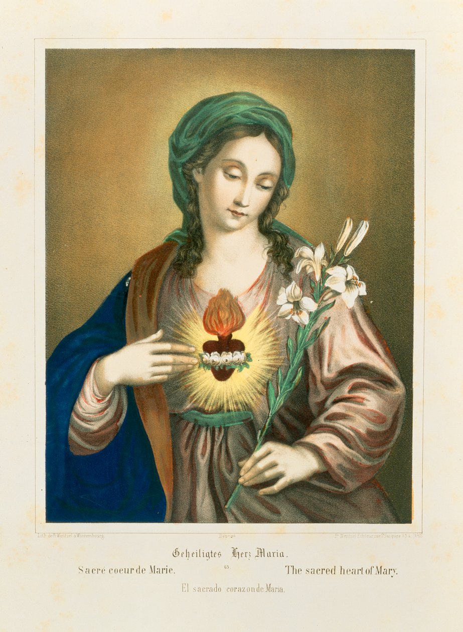 Najświętsze Serce Maryi, wydane przez ks. Wentzel, Weißenburg, 1850 autorstwa German School