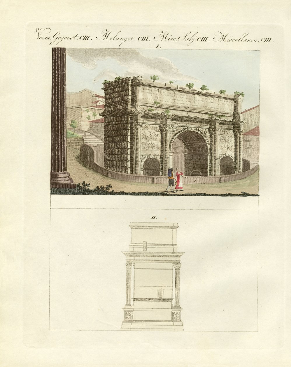 Łuk triumfalny cesarza Septymiusza Sewera (kolorowy grawerunek) autorstwa German School