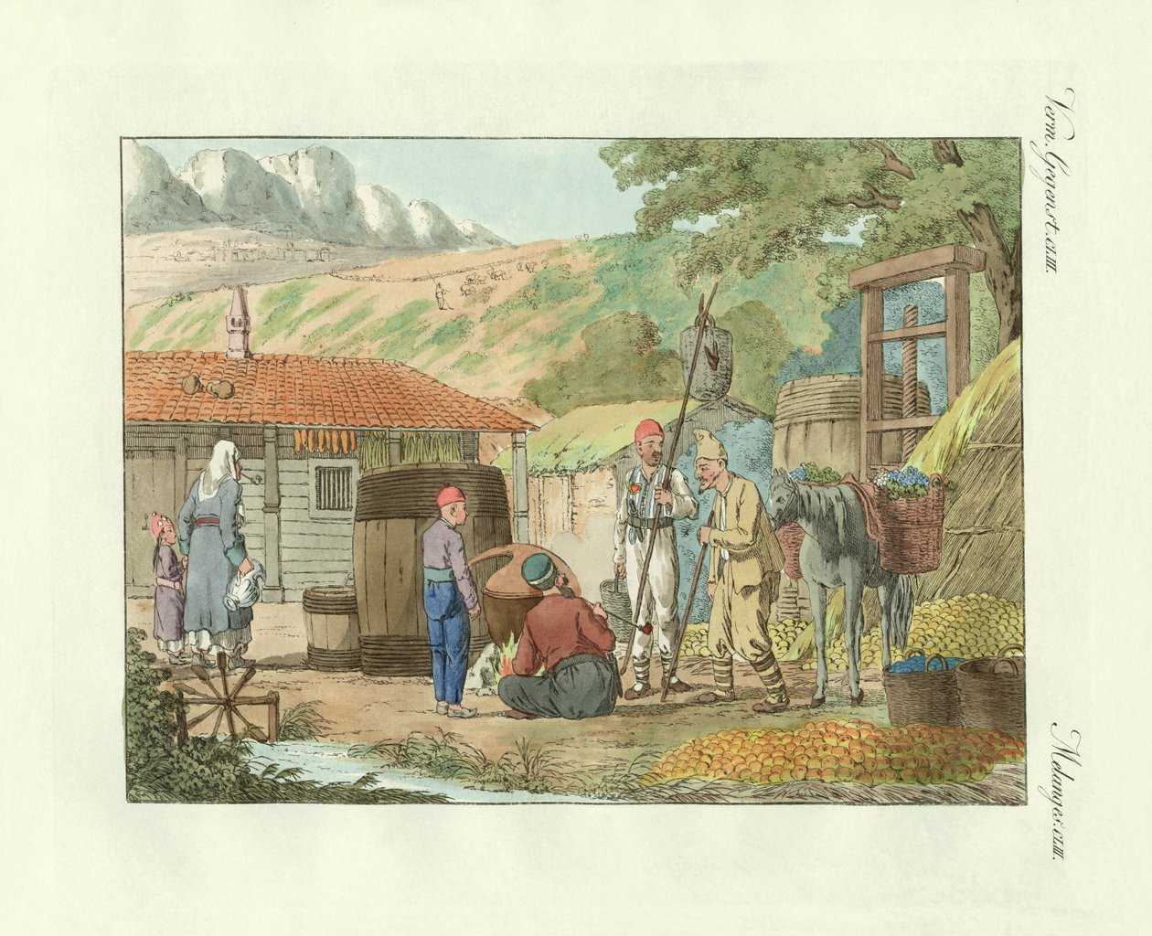 Mieszkańcy dolin na Półwyspie Krymskim (kolorowa grawerunek) autorstwa German School