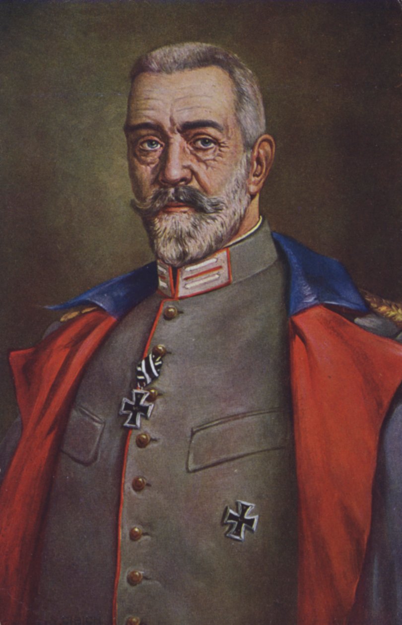 Theobald von Bethmann Hollweg, kanclerz Niemiec podczas I wojny światowej (kolorowa litografia) autorstwa German School