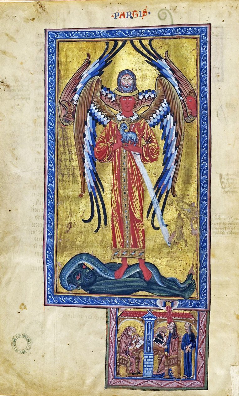 Teofania Boskiej Miłości (Wizja z Księgi Boskich Dzieł), ok. 1220-30 (gwasz na pergaminie) autorstwa German School
