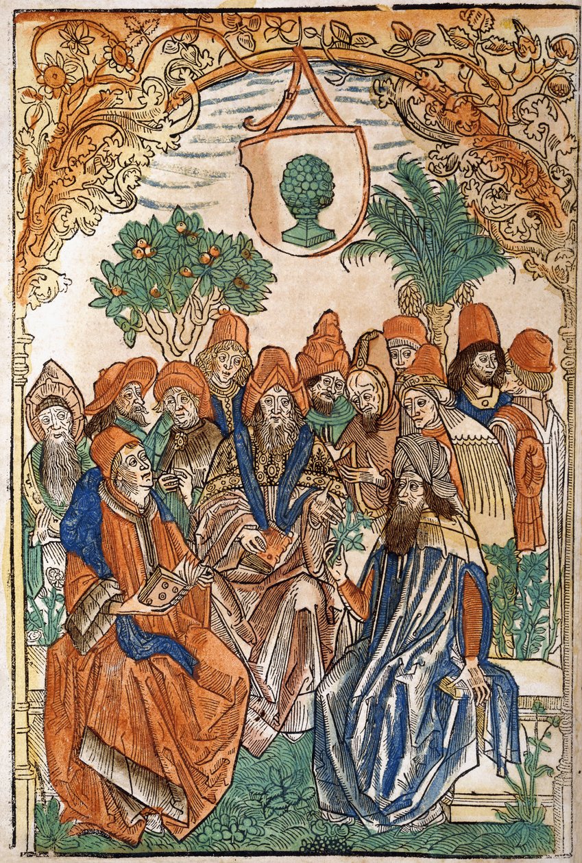 Trzynastu uczonych w otoczeniu ogrodu, 1485 autorstwa German School