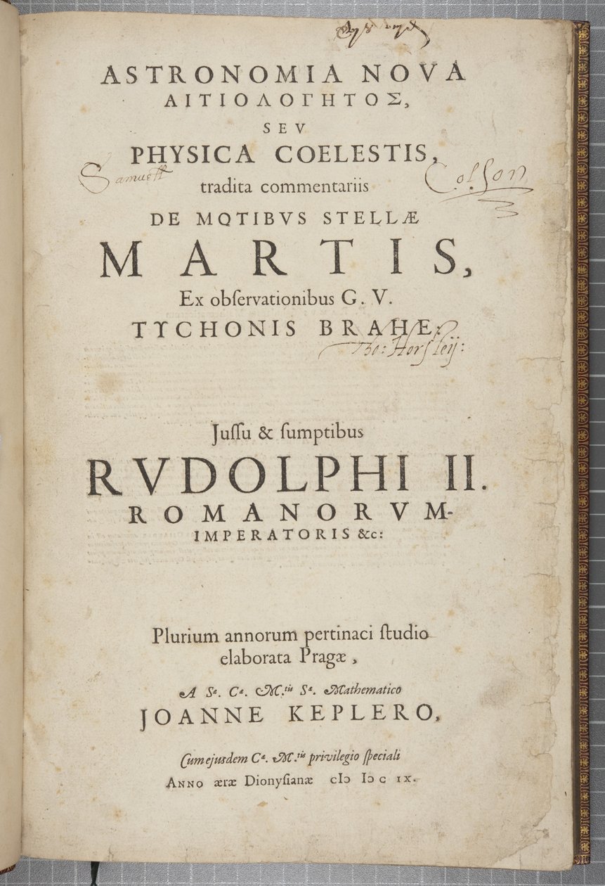 Strona tytułowa „Astronomia nova Aitiologetos”, Johannes Kepler (rycina) autorstwa German School