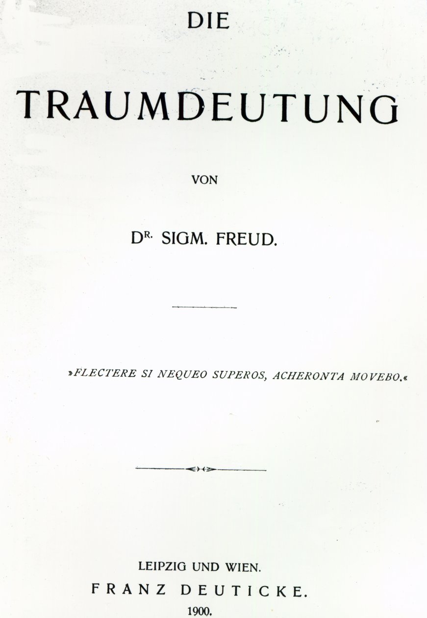 Strona tytułowa do Die Traumdeutung Sigmunda Freuda, wydana w 1899 (druk) autorstwa German School