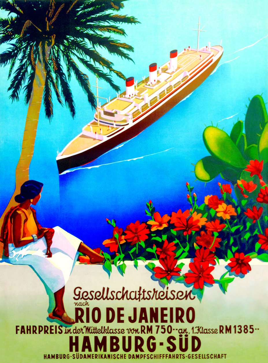 "Do Rio de Janeiro", plakat reklamujący Hamburg Southern Line autorstwa German School