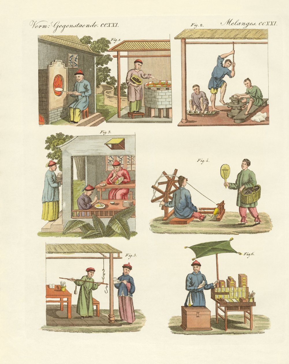 Handel, sztuka i rękodzieło w Chinach (kolorowe grawerowanie) autorstwa German School