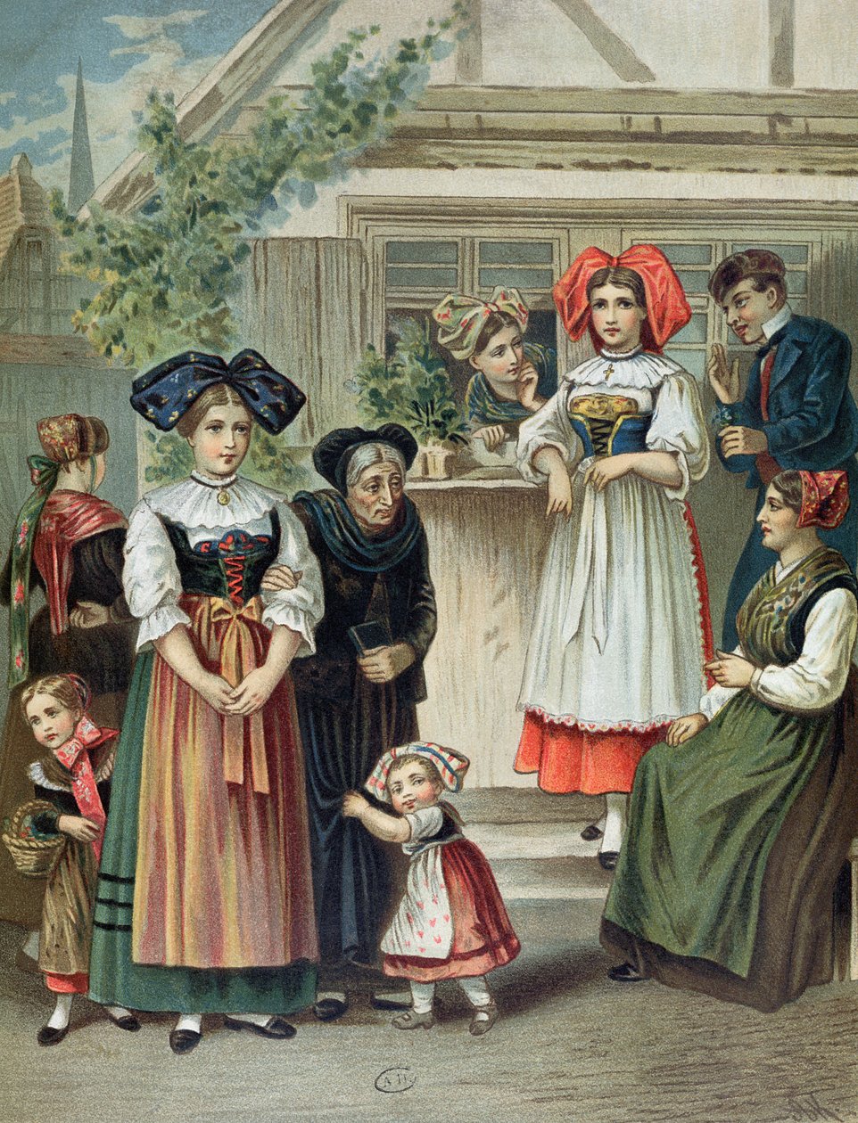 Tradycyjne stroje regionu strasburskiego, ok. 1930 r. 1870-80 autorstwa German School