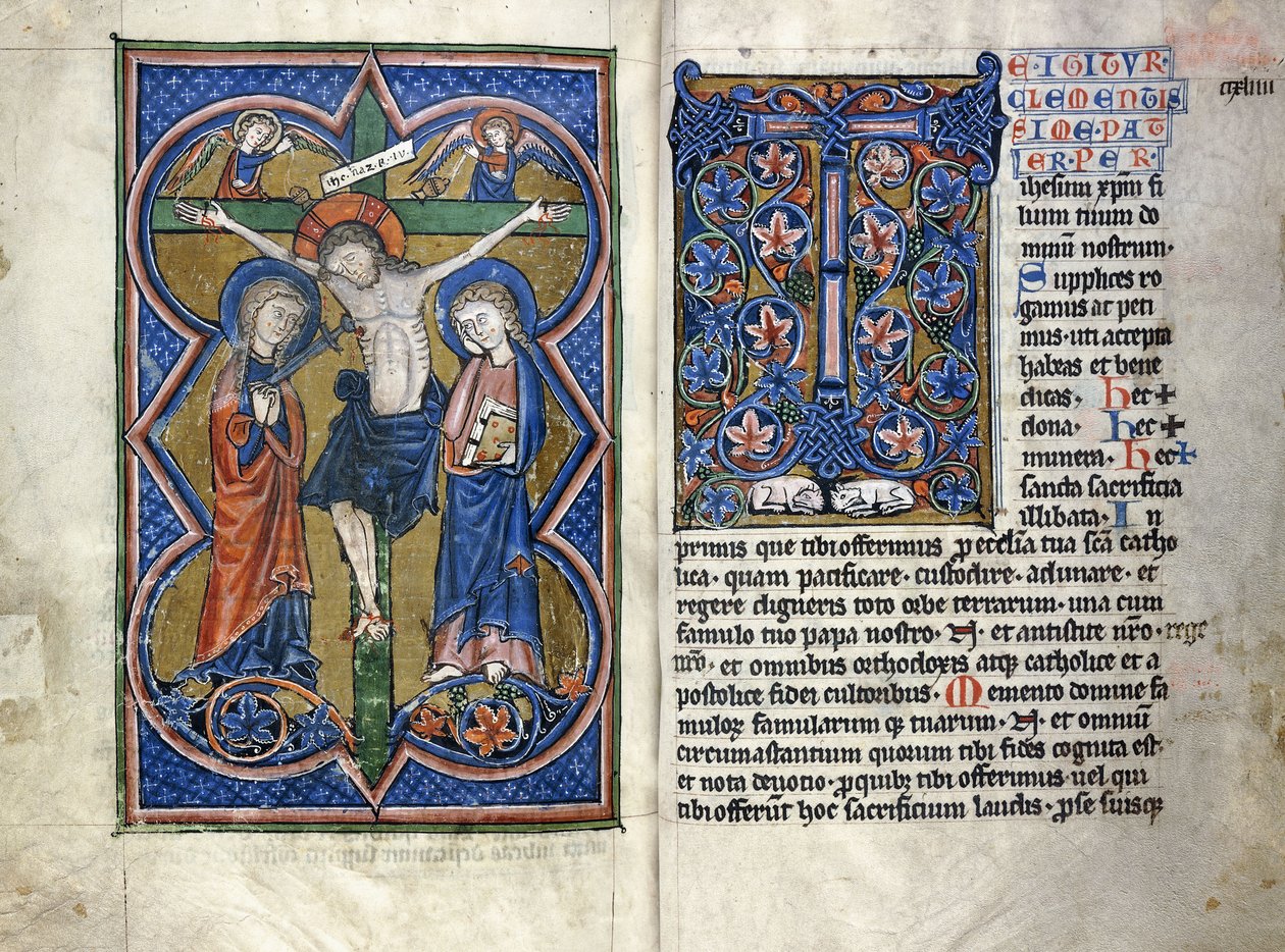 Dwie strony z XIII-wiecznego Mszału po łacinie, z regionu Środkowego Renu, ok. 1250-1300 autorstwa German School