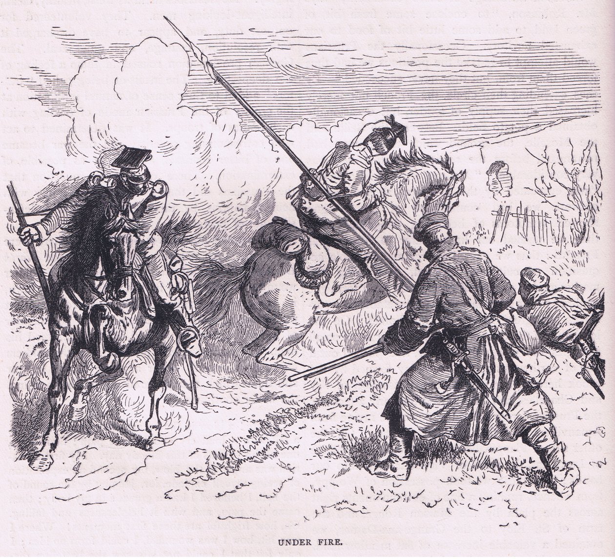 Pod ostrzałem, Cassells History of the War between France and Germany wydana przez Cassell and Company Limited, c.1890 (lito) autorstwa German School