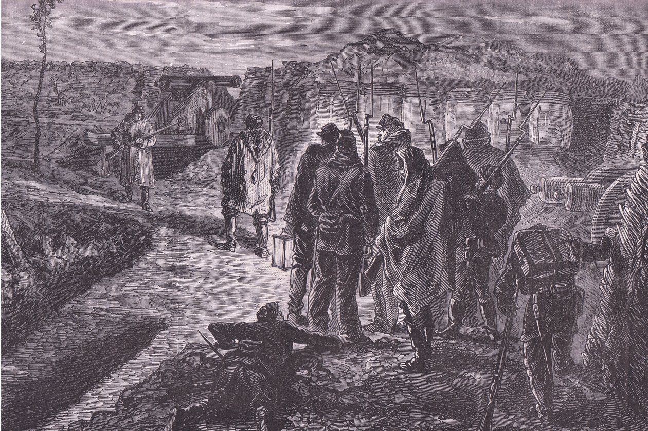 Na murach obronnych, Cassells History of the War between France and Germany opublikowany przez Cassell and Company Limited, c.1890 (lito) autorstwa German School
