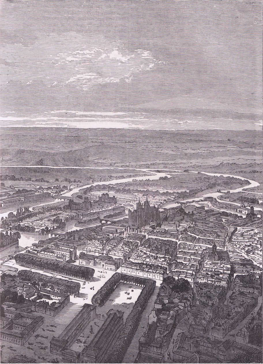 Widok Metz, Cassells History of the War between France and Germany opublikowany przez Cassell and Company Limited, c.1890 (lito) autorstwa German School