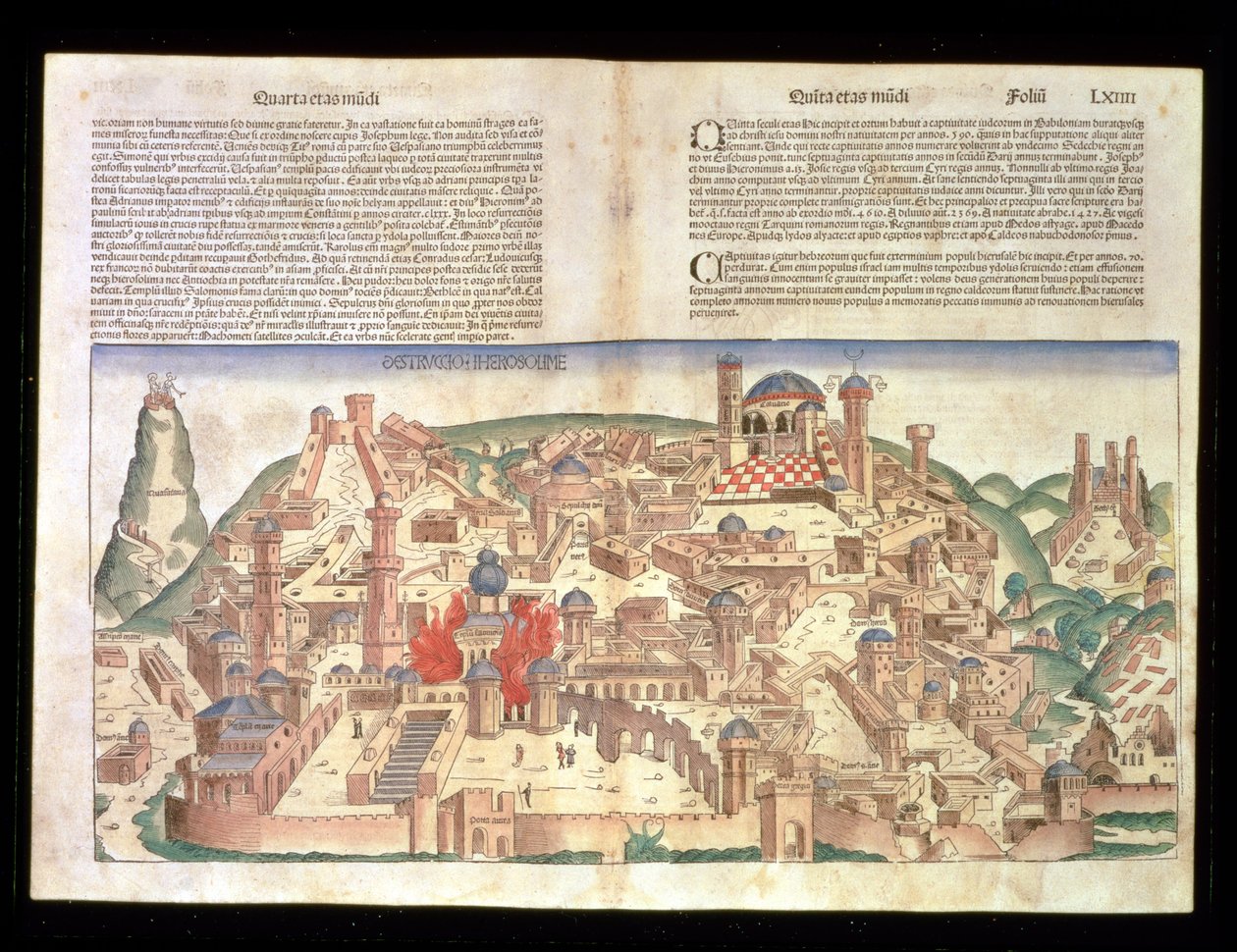 Widok Jerozolimy z Kroniki Norymberskiej autorstwa Hartmanna Schedla (1440-1514) 1493 autorstwa German School