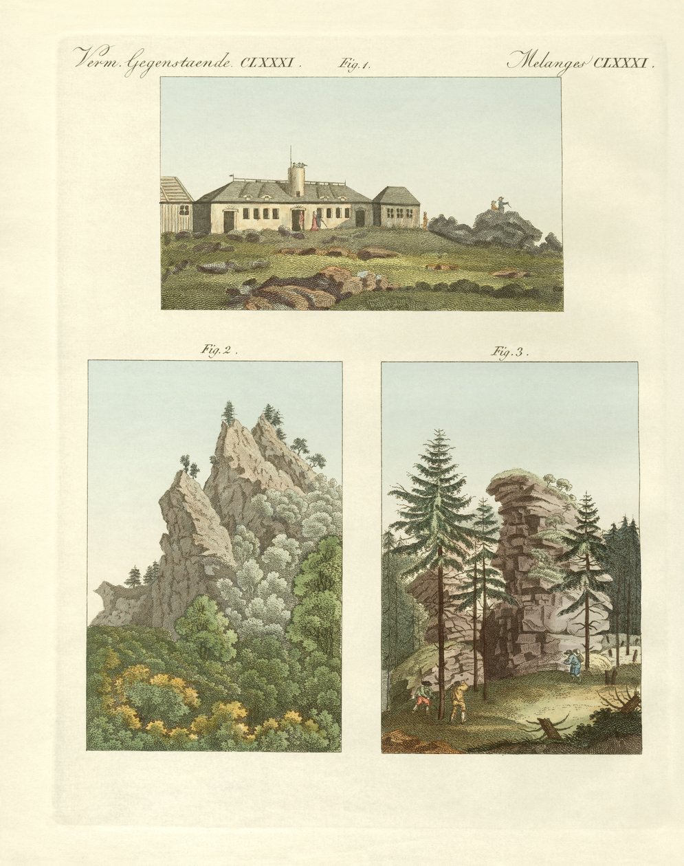 Widoki Harzu (kolorowy grawerunek) autorstwa German School