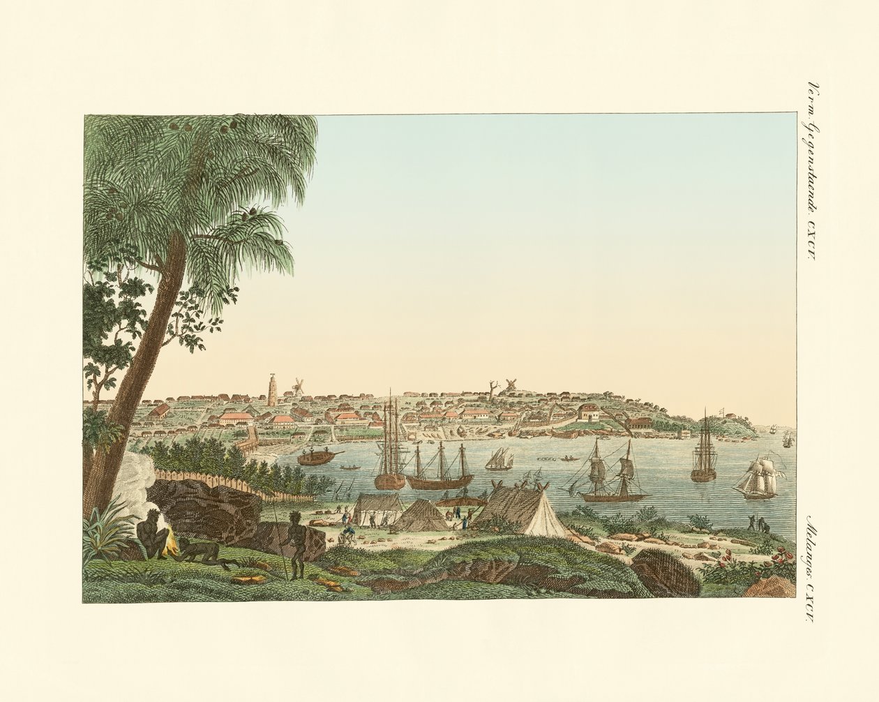 Widoki miasta Sydney (kolorowy grawerunek) autorstwa German School