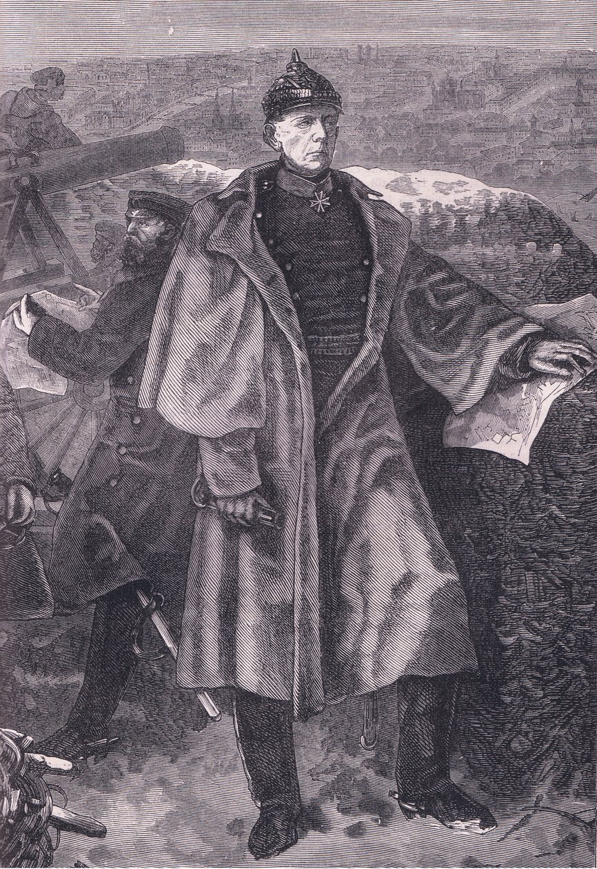 Von Moltke przed Paryżem, Cassells History of the War between France and Germany opublikowany przez Cassell and Company Limited, c.1890 (lito) autorstwa German School