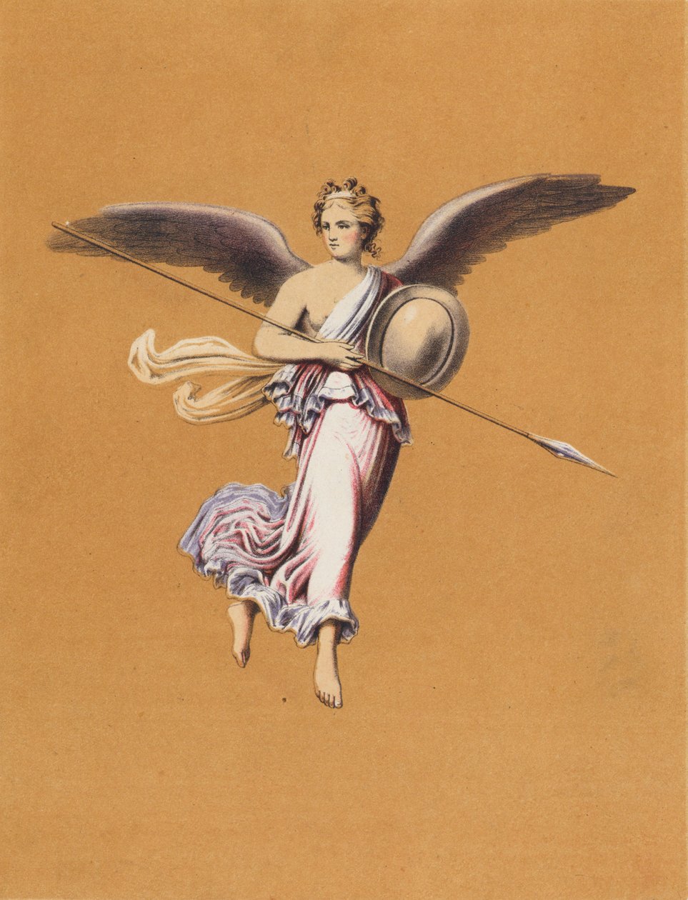 Malowidło ścienne z Pompejów, Włochy (kolorowa litografia) autorstwa German School