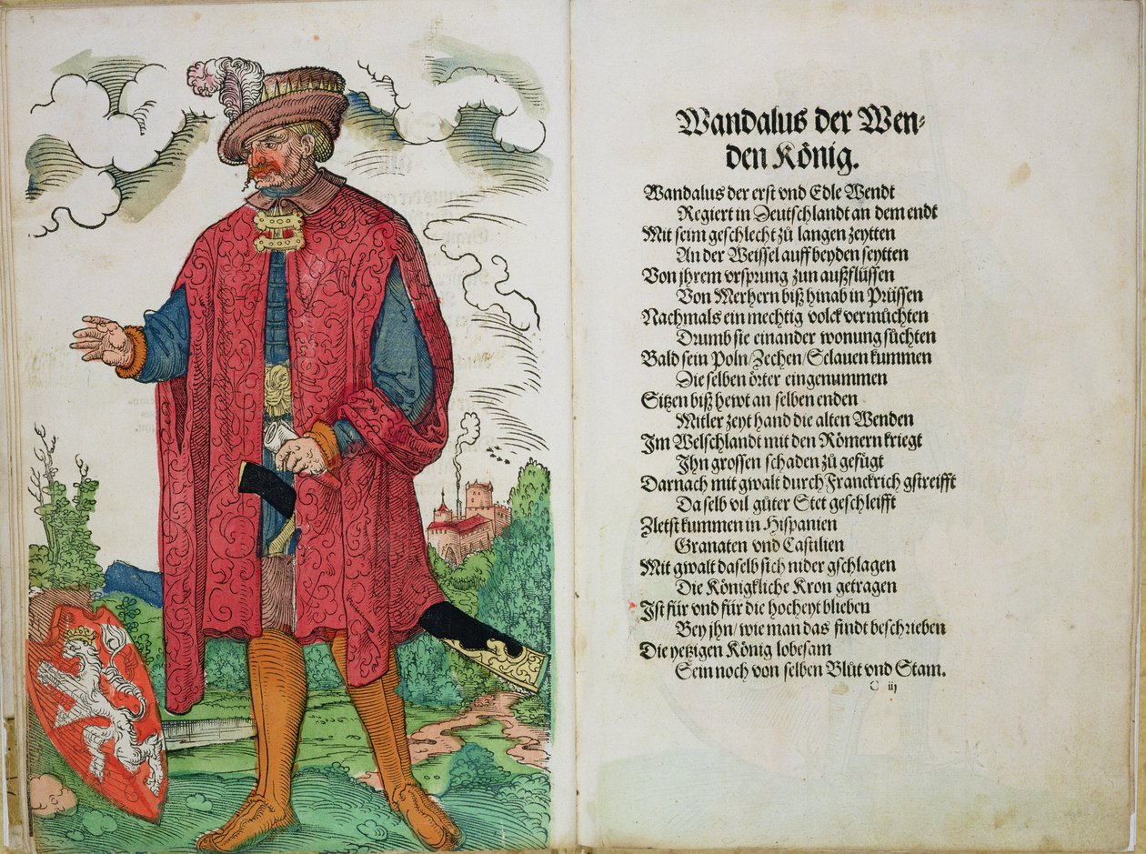 Wandalus, król Wenden, z „Pochodzenia pierwszych dwunastu starych królów i książąt narodu niemieckiego”, 1543 autorstwa German School