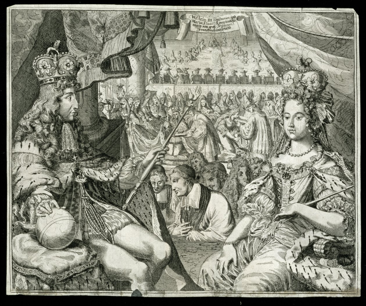 Wilhelm III (1650-1702) i Maria II (1662-94) król i królowa Wielkiej Brytanii i Irlandii od 1689, c.1689 autorstwa German School