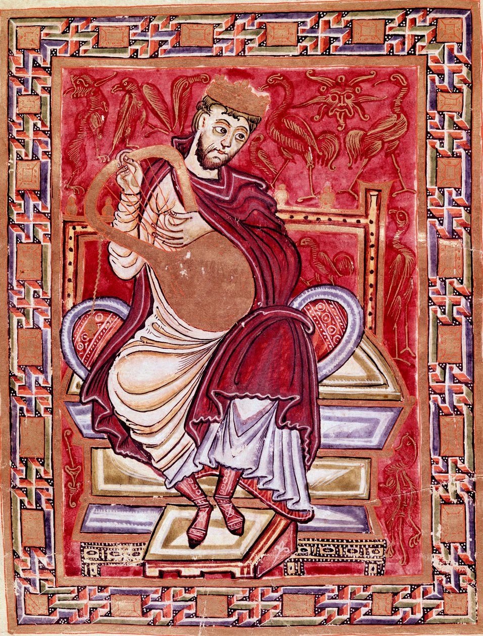 Reprezentacja króla Dawida grającego na lirze Miniature du codex d