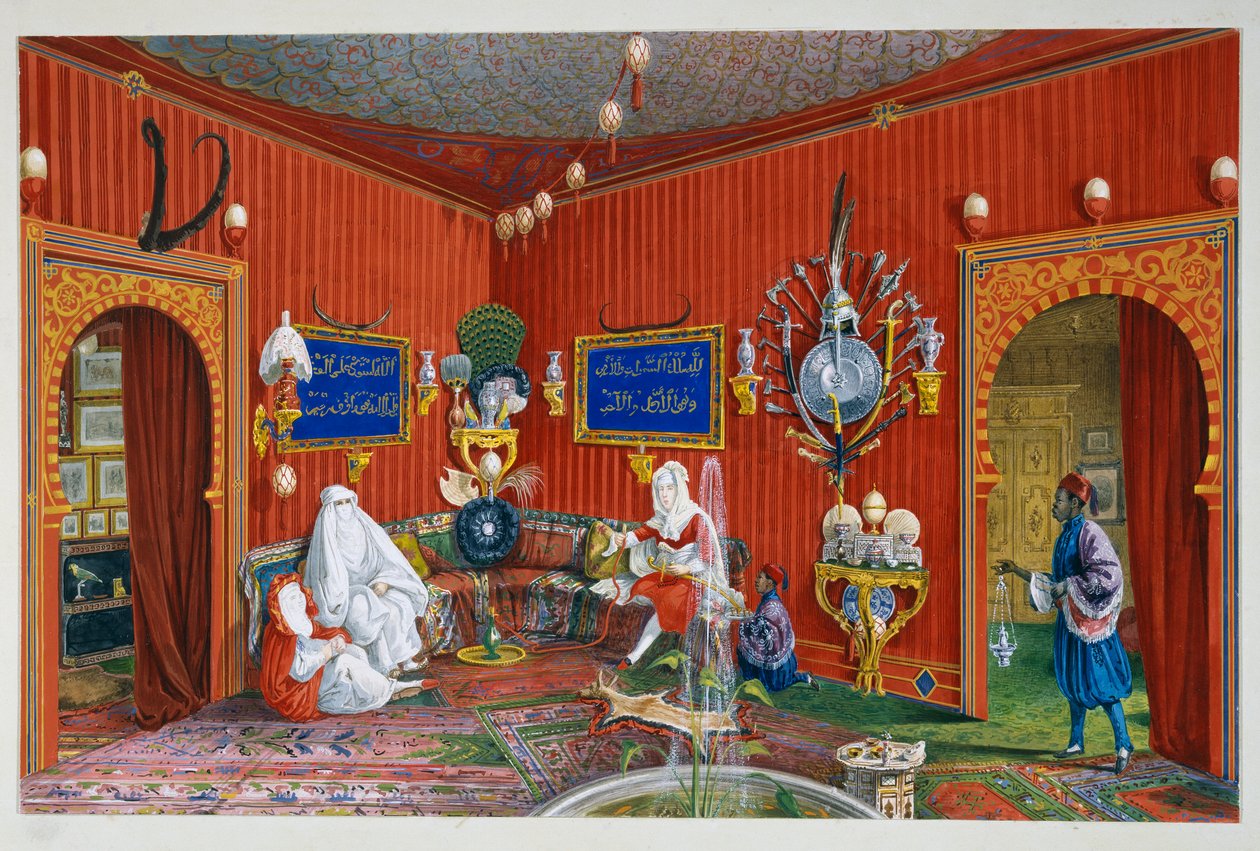 Pokój orientalny w Villa Lazarovich, rezydencja Maksymiliana Habsburga w Trieście (1832-1867), tempera autorstwa Germano Prosdocimi autorstwa Germano Prosdocimi