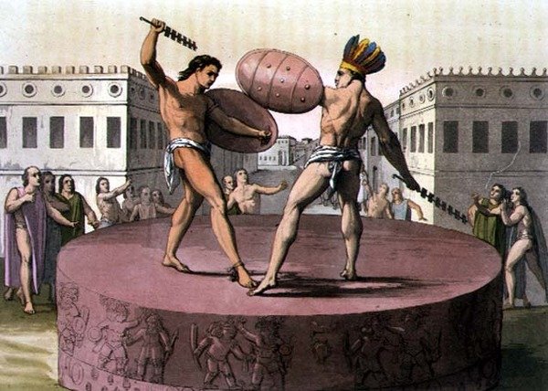 Ofiara gladiatorów (kolor lito) autorstwa Gerolamo Fumagalli