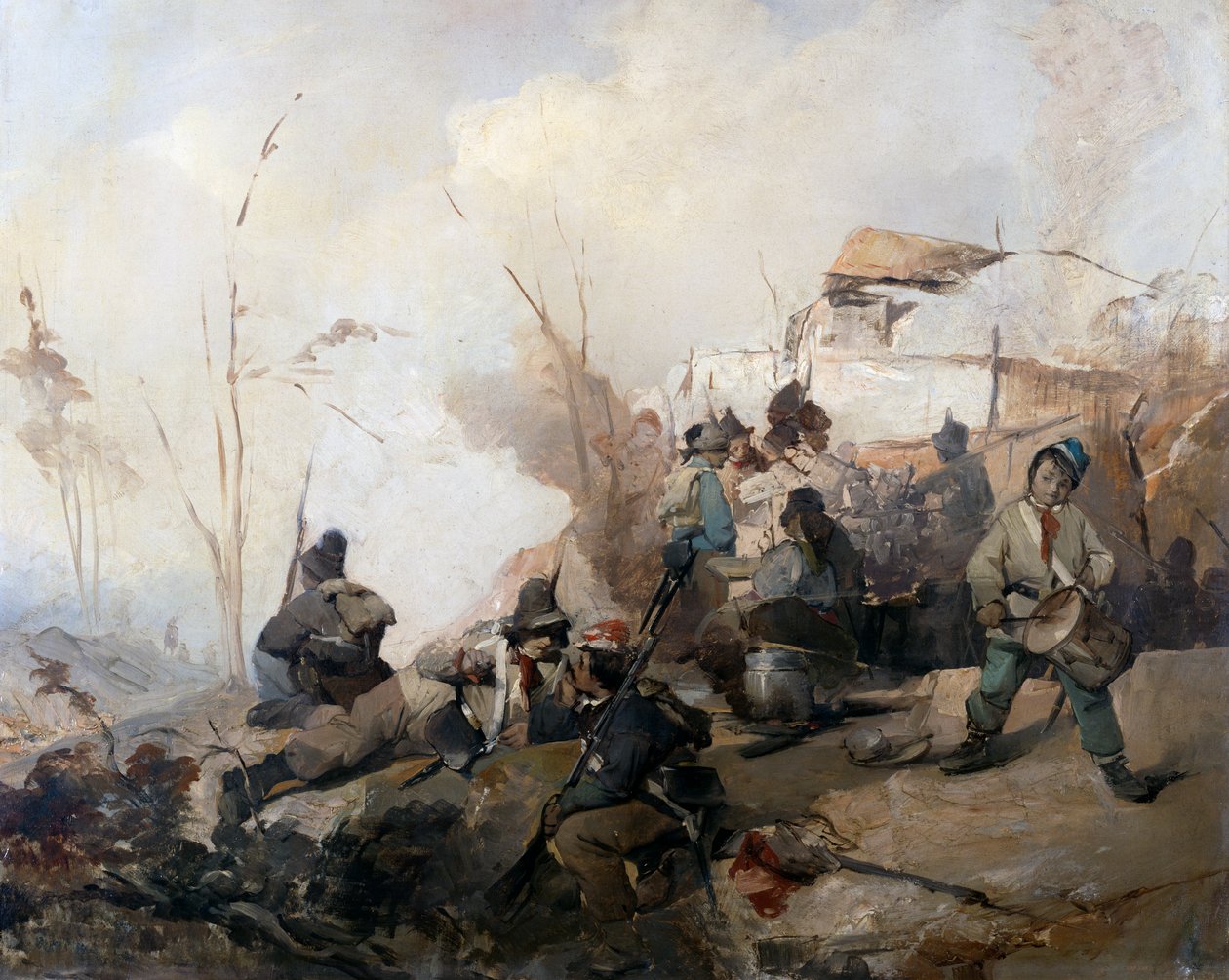 Biwak żołnierzy armii Garibaldiego broniących Rzymu autorstwa Gerolamo Induno