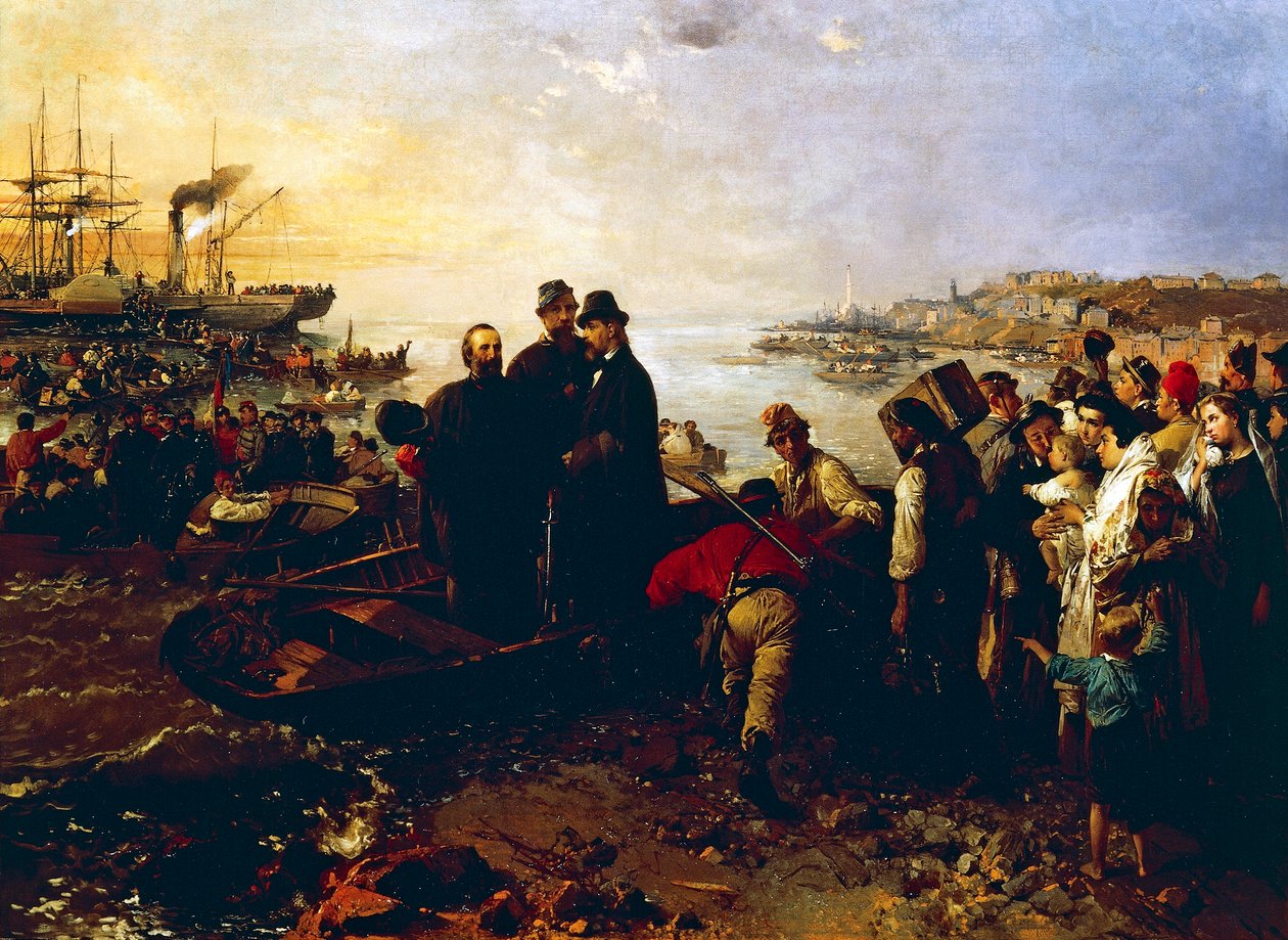 Abordażu Tysiąca w Quarto, ok. 1860, Gerolamo Induno (1825-1890), olej na płótnie autorstwa Gerolamo Induno