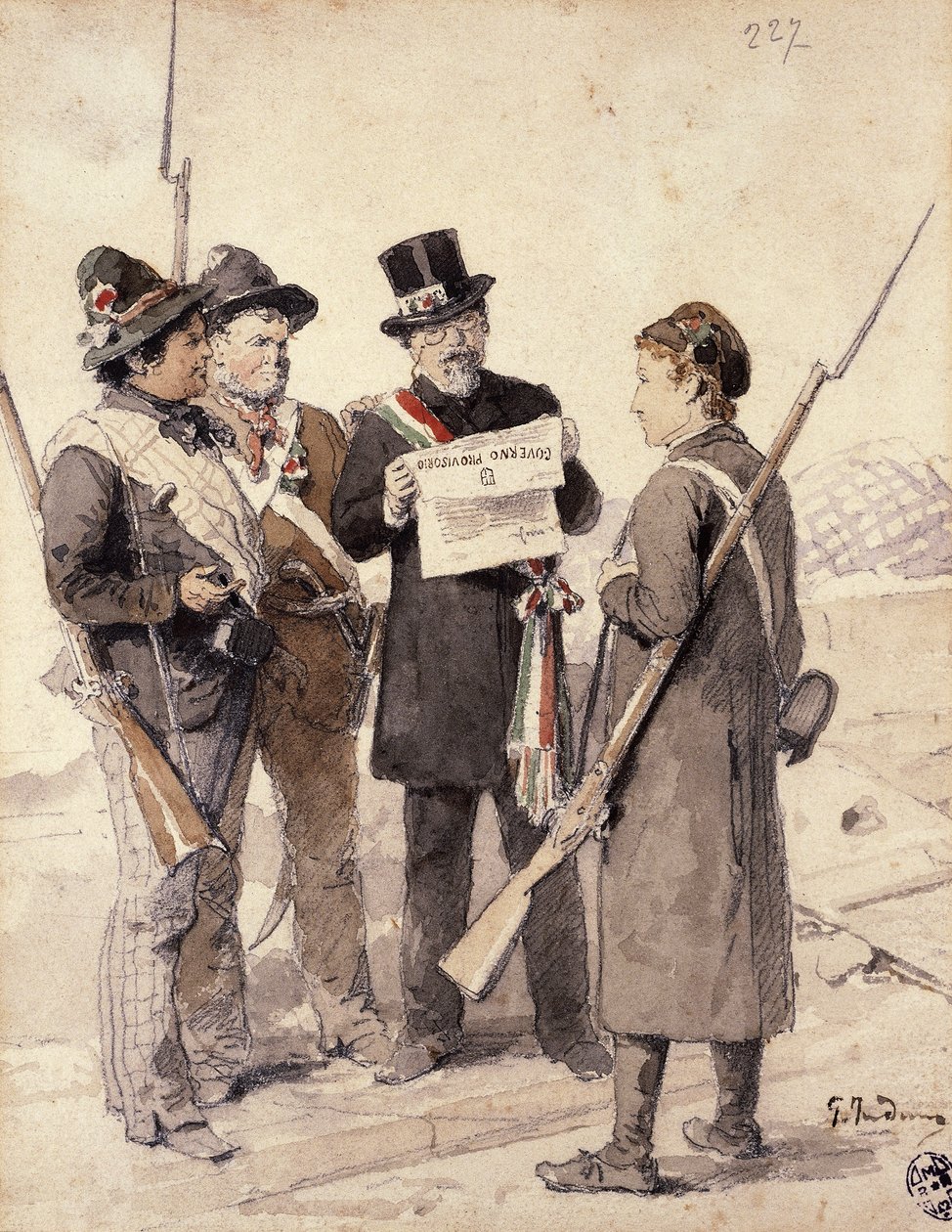 Pięć dni Mediolanu, Gerolamo Induno (1827-1890), akwarela autorstwa Gerolamo Induno