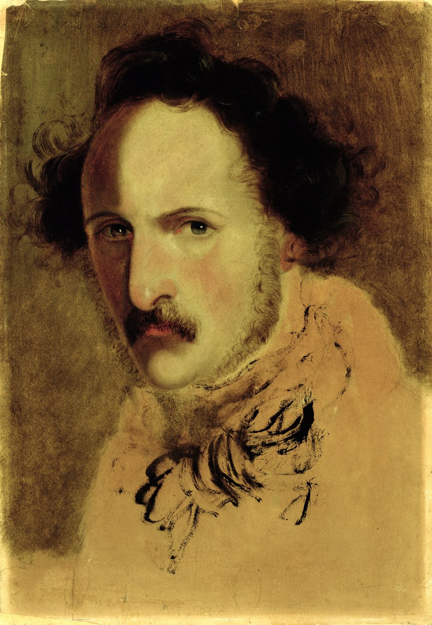 Portret Gaetano Donizettiego (1797-1848) (olej na papierze na płótnie) autorstwa Gerolamo Induno