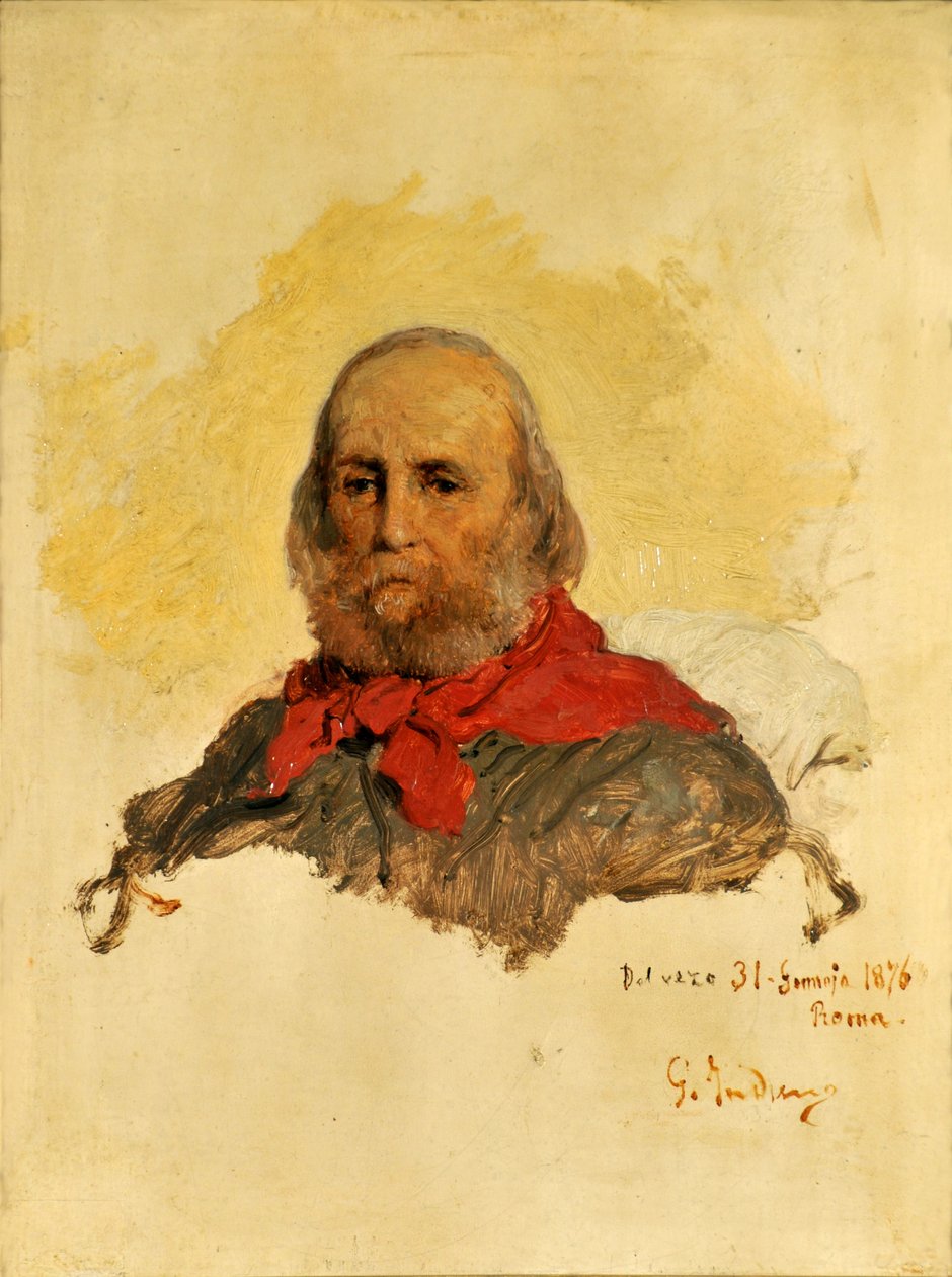 Portret Giuseppe Garibaldiego 1807-1882, 1860. autorstwa Gerolamo Induno