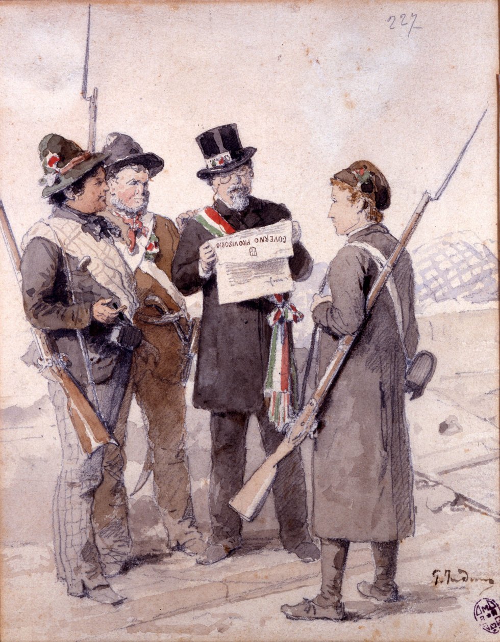 Risorgimento: Pięć dni Mediolanu (Cinque giornate di Milano) (18-22 marca 1848): jest to jeden z pierwszych epizodów rewolucji 1848 roku (część pierwszej włoskiej wojny o niepodległość), w której powstali mediolańczycy powstańczy ludność przeciwko autorstwa Gerolamo Induno