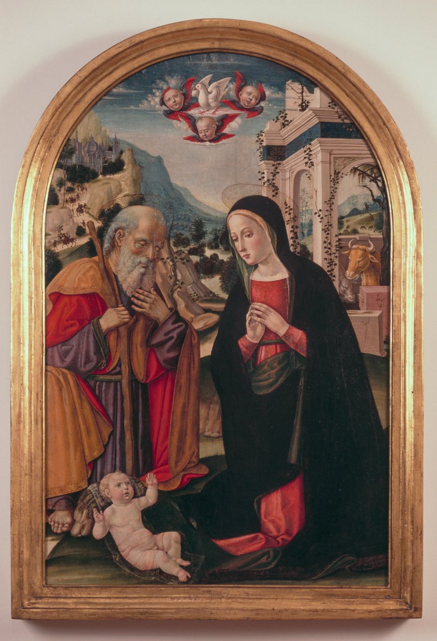 Adoracja Dzieciątka, ok. 1490-1525, autorstwa Girolamo Benvenuto (1470-1524) autorstwa Gerolamo di Benvenuto