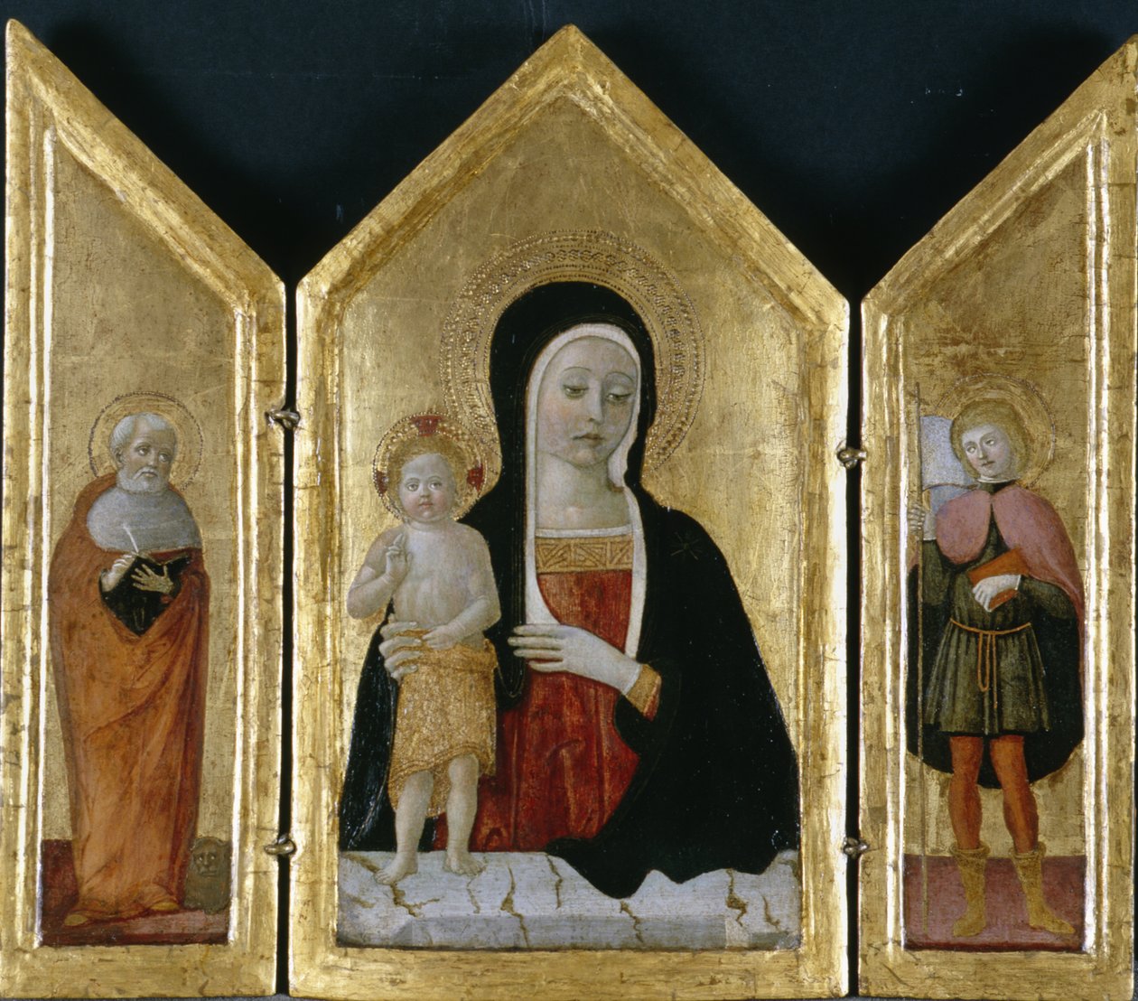 Madonna z Dzieciątkiem z dwoma świętymi, ok. 1500 (tempera na drewnie) autorstwa Gerolamo di Benvenuto