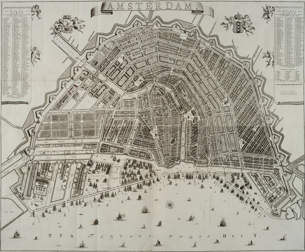 1737 mapa Amsterdamu autorstwa Gerrita de Broen autorstwa Gerrit de Broen