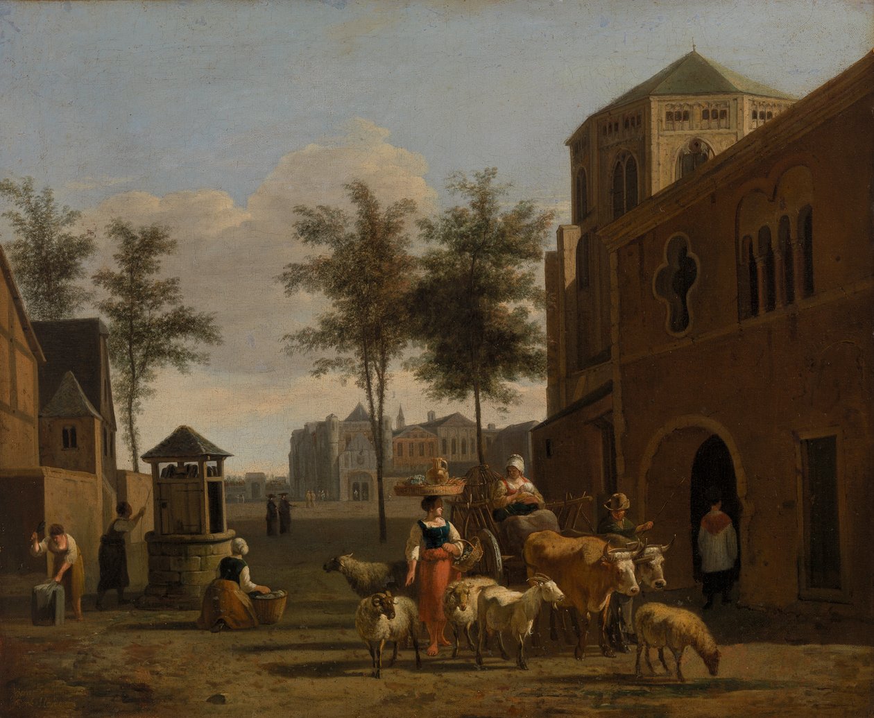 Widok Kolonii z kościołami św. Gereona i św. Pantaleona ok. 1670 r. autorstwa Gerrit Adriaensz Berckheyde