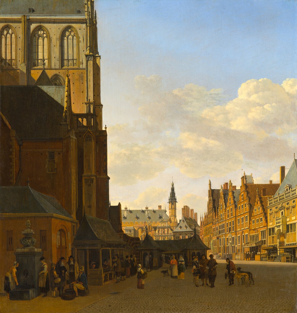 Targ Rybny i Grote Kerk w Haarlemie, ok. 1675-1680 autorstwa Gerrit Adriaensz Berckheyde
