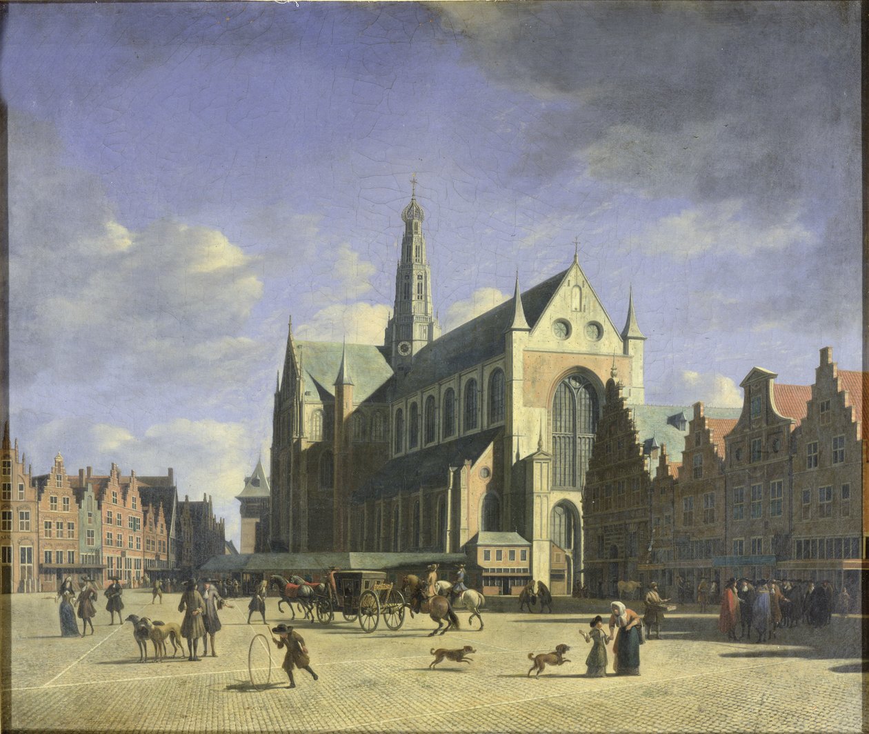 Groote Markt (Wielki Rynek) Haarlem autorstwa Gerrit Adriaensz Berckheyde