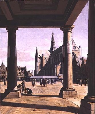 Widok na Haarlem z Groote Kerk autorstwa Gerrit Adriaensz Berckheyde